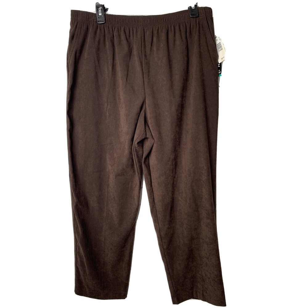 NWT Briggs New York Pants Size 16P Petite Brown Pull On Elastic Waist Womens